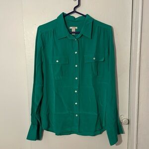 J. Crew emerald green silk top